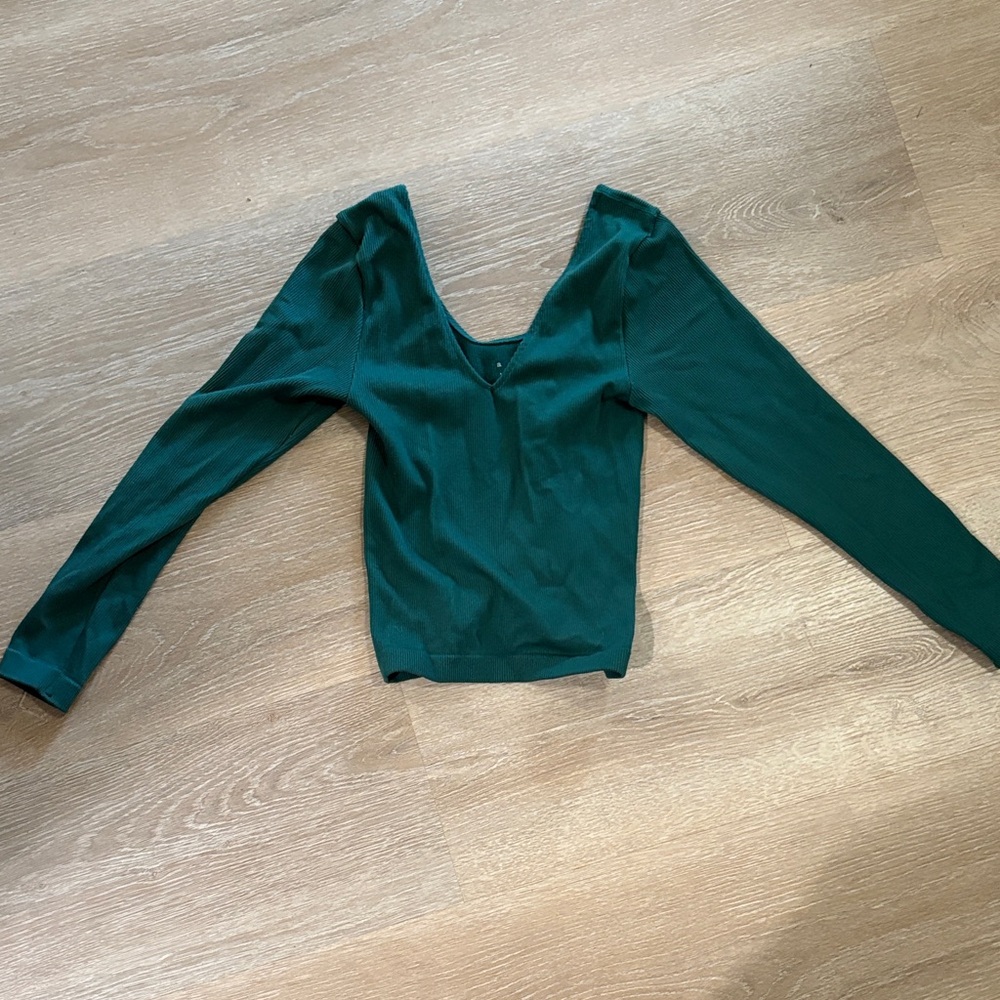 a new day Deep Green Long Sleeve V-Neck Top